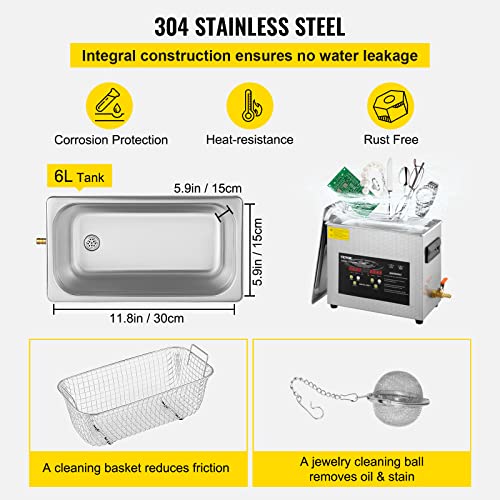 6L Ultrasonic Cleaner with Heater Timer P920906