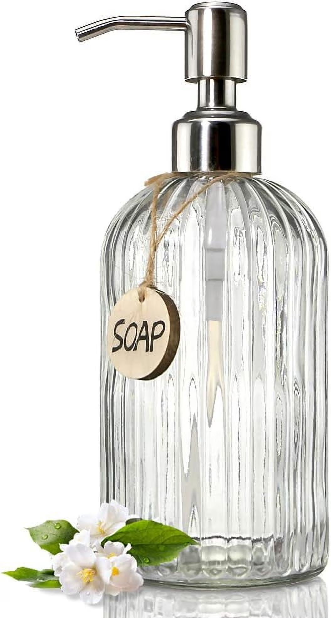18 Oz Clear Glass Soap Dispenser with Stainless Steel Pump B328474
