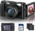 48MP 4K Digital Camera with 16X Digital Zoom, 3'' Flip Screen, Flash, SD Card, 2 Batteries V71025